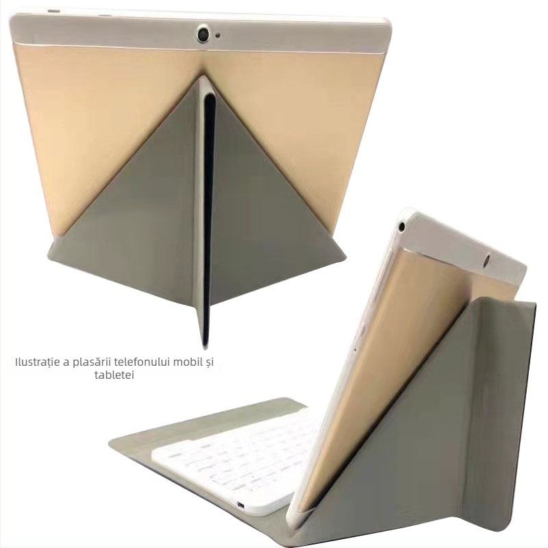 Carcasă pentru tabletă cu tastatură Bluetooth și suport, piele PU, suport pliabil în trei secțiuni, prindere magnetică