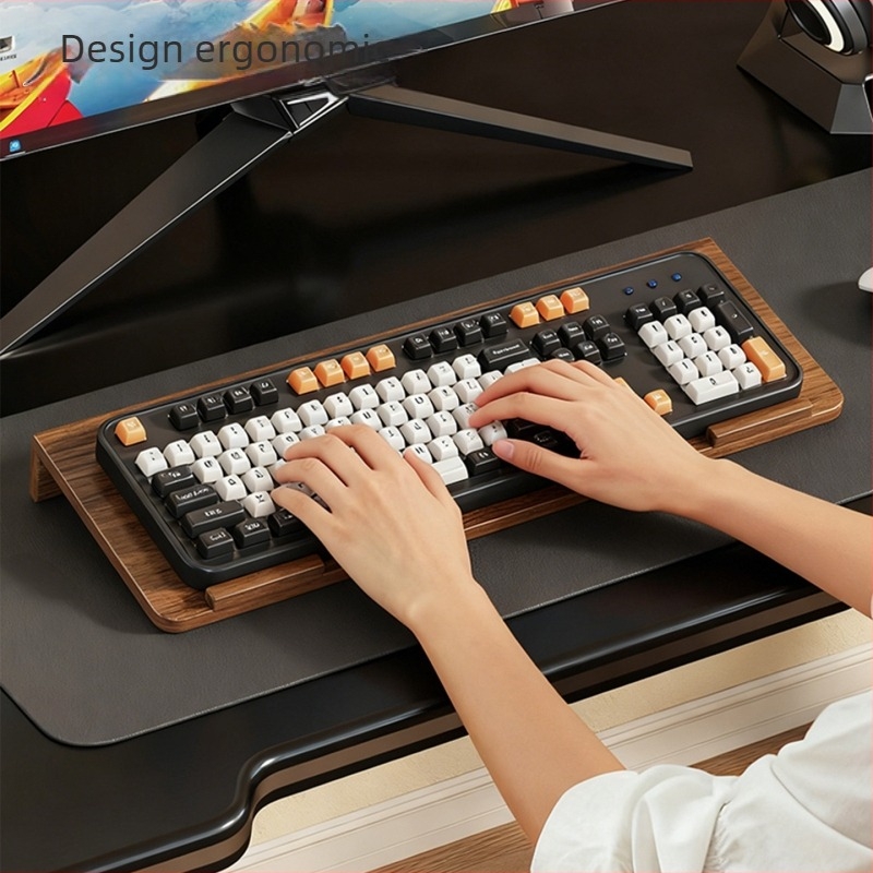 Suport pentru tastatură din lemn masiv, suport de înălțare pentru birou, raft de depozitare