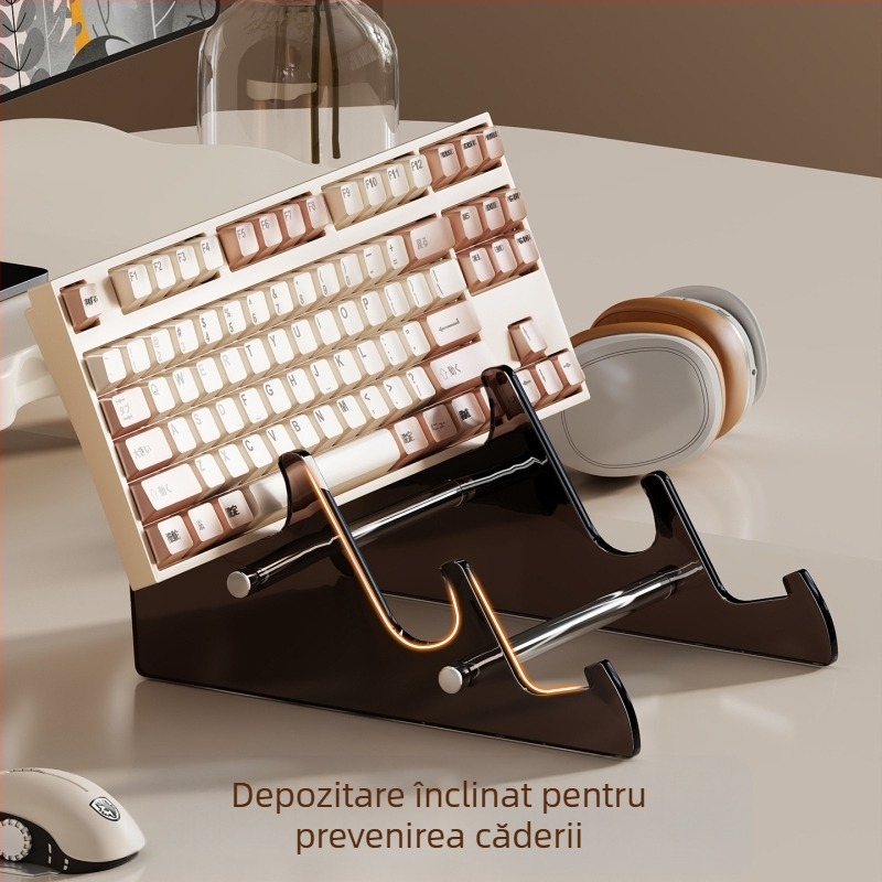 Suport de afișare pentru tastatură de birou cu mâner din acril, pentru stocare de tastaturi mecanice fără fir, model 2357393523336544640, personalizabil