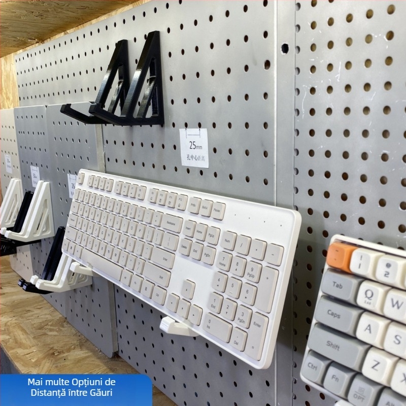 Raft de depozitare pentru tastatură pentru placă perforată cu găuri circulare, potrivită pentru placă metalică cu găuri, diametrul găurii 6 mm, distanța dintre găuri 16/25/26/30 mm