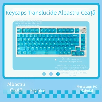 Capace pentru taste de tastatură, personalizate, transparente din patru părți, finisaj mat; capace PC-ABS prin injecție în două culori, imprimare 3D, compatibile cu 68/75/87/98/108 tastaturi