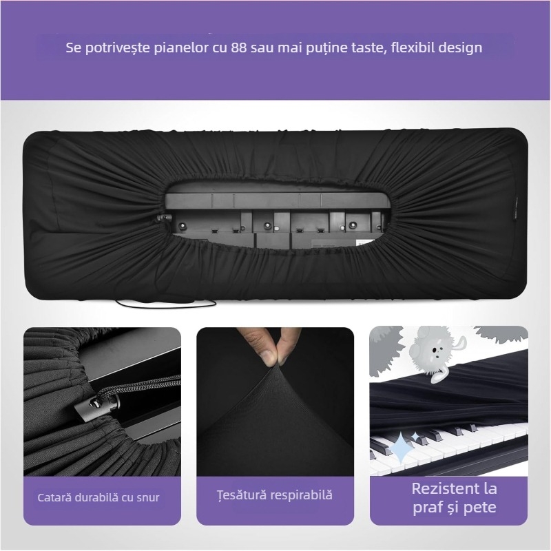 Husă de praf pentru pian, material flanelă, model LSP-V01, protecție împotriva prafului, impermeabilă, anti-murdărire, universală