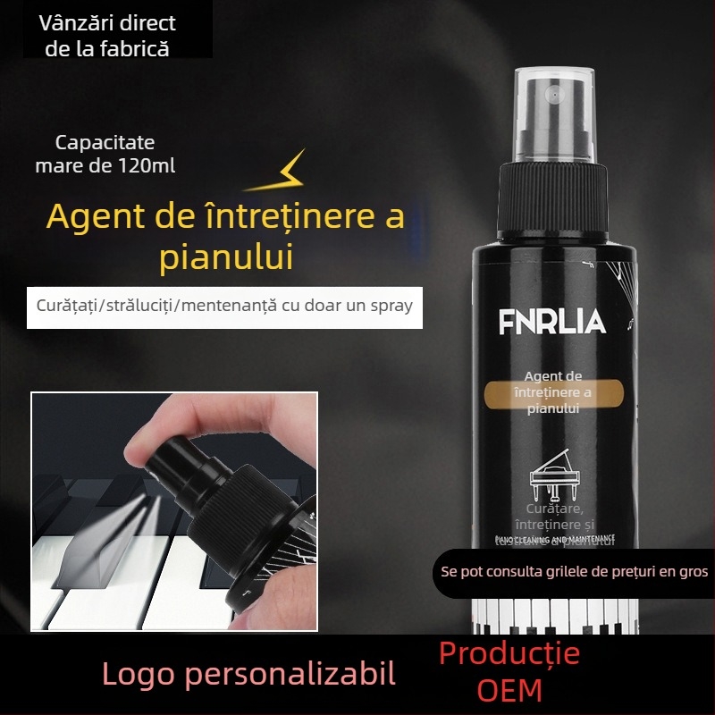 Curățitor pentru claviatura pianului și lichid de întreținere pentru claviaturi electronice — FNRLIA; ambalaj: cutie de hârtie