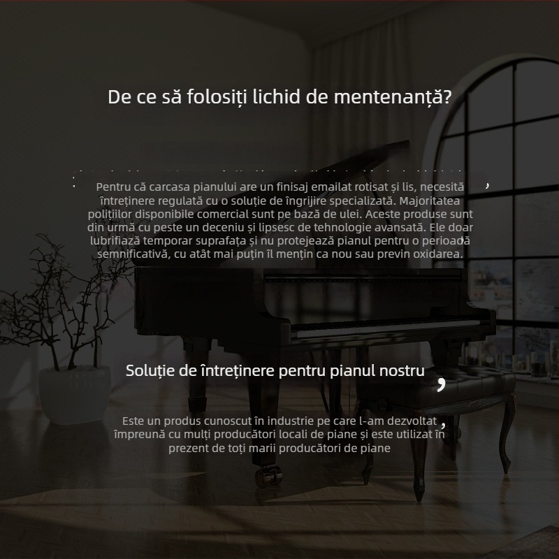 Curățitor pentru claviatura pianului și lichid de întreținere pentru claviaturi electronice — FNRLIA; ambalaj: cutie de hârtie