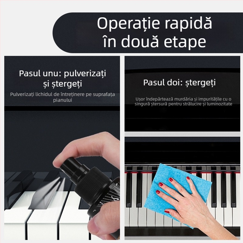 Curățitor pentru claviatura pianului și lichid de întreținere pentru claviaturi electronice — FNRLIA; ambalaj: cutie de hârtie