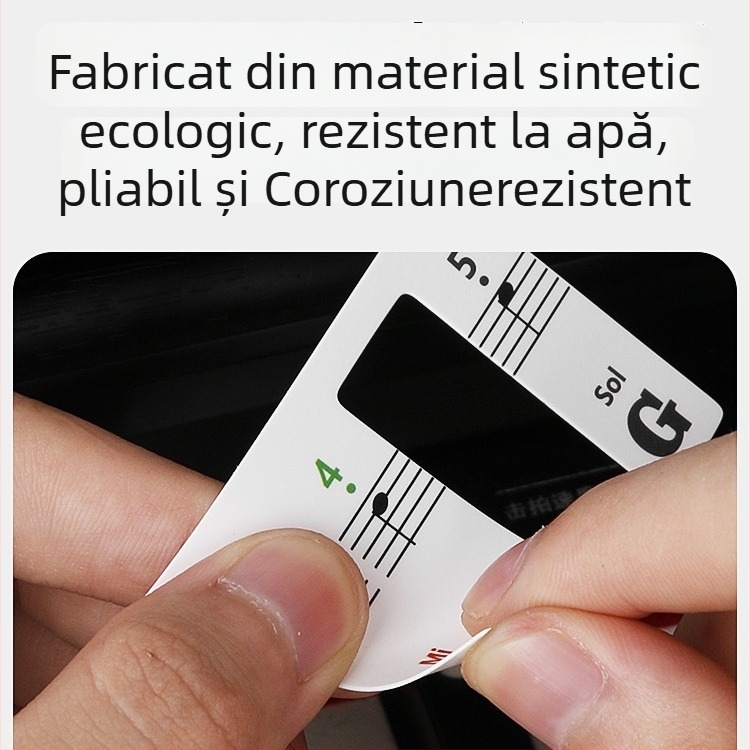 Maner autocolant pentru claviatura pianului, 88 de clape, fără lipire, marcaje ale notelor pentru portativ cu cinci linii