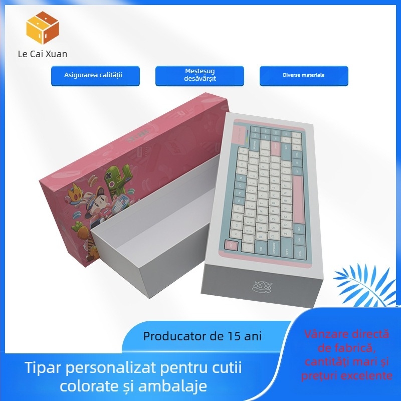 Set de cutii de ambalare pentru tastaturi mecanice, hârtie/carton, imprimare offset, model 010, sarcină de 500 g, personalizare disponibilă