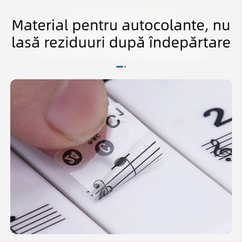 Știker de pian pentru intonație, universal pentru tastaturi electronice cu 88/61/54 taste, scară transparentă cu notații pe portativ