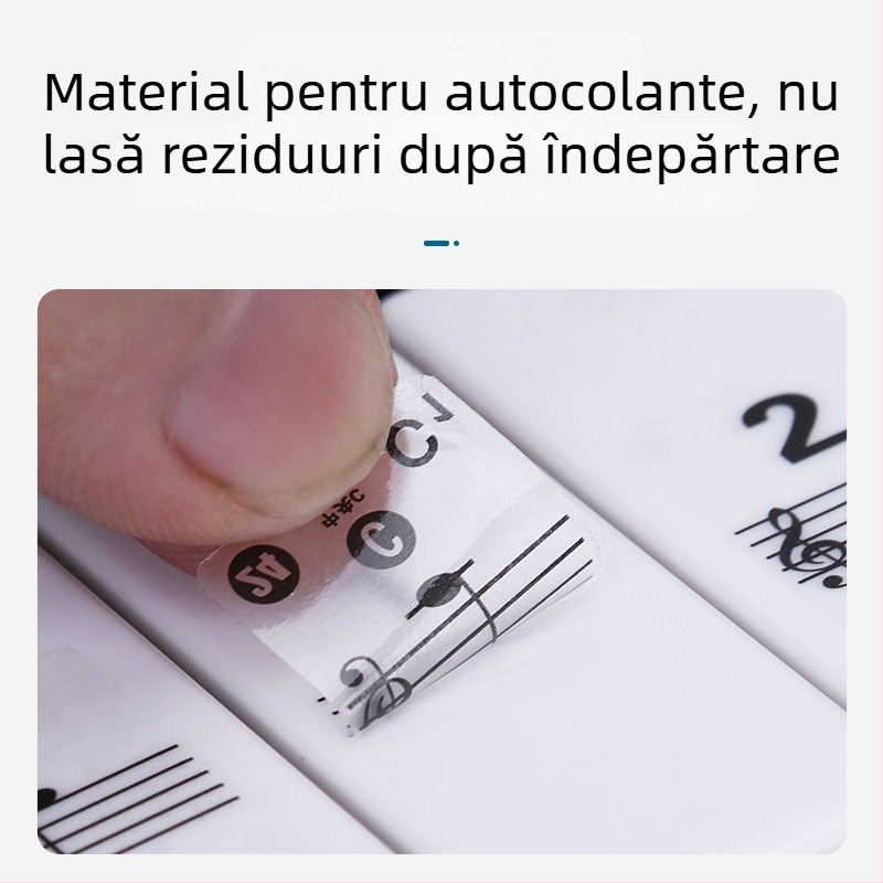 Știker de pian pentru intonație, universal pentru tastaturi electronice cu 88/61/54 taste, scară transparentă cu notații pe portativ