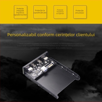 USB hub panou frontal 19-pin/20-pin la Type-C + adaptor card USB 3.0, cip Skyworth 3510, 5 Gbps, dimensiuni 13.5×10×2.5 cm