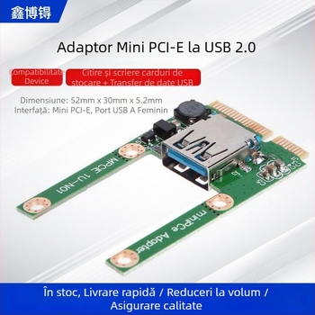 adaptor Mini PCIe către USB 3.0, pentru înălțime mică și înălțime mare, model MU-01