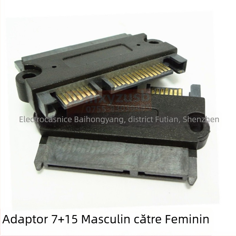 SATA 22P 7+15 adaptor M–F pentru date și alimentare, nucleu din cupru, conector unic