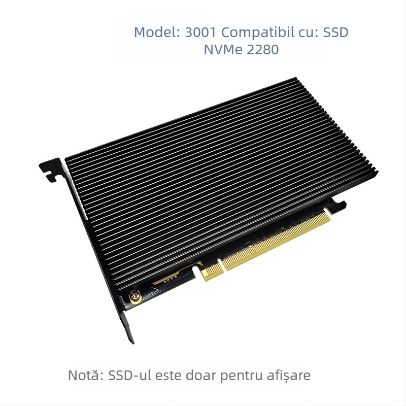 Carte adaptor extensie PCIe 4.0 x16 pentru 4 NVMe SSD, M.2 2280, până la 7000 MB/s