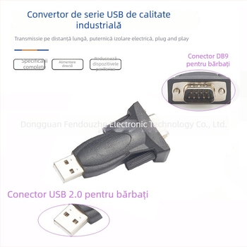 Adaptor USB către RS232, DB9 conector masculin, cip FT232RL, interfață USB