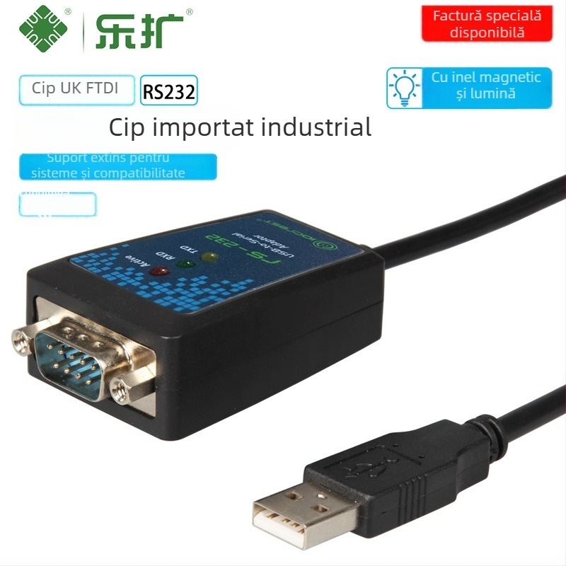 Cablu adaptor USB la RS232, conector DB9, cip FTDI, model IO-USB2310-01, pentru terminale POS, ceasuri de pontaj și imprimante