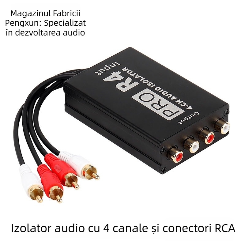 R4 Izolator audio 4 canale cu interfață RCA Lotus pentru mașină — nucleu din cupru, lungime 90 mm, 1x3 ramificație
