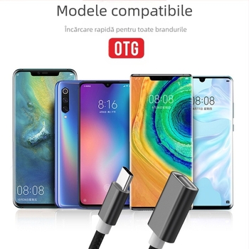 Adaptor OTG USB-C, cablu de date pentru telefon/tabletă, cititor de carduri și disc USB — Model F5, Patch Cord, USB Extension HUB, 2022