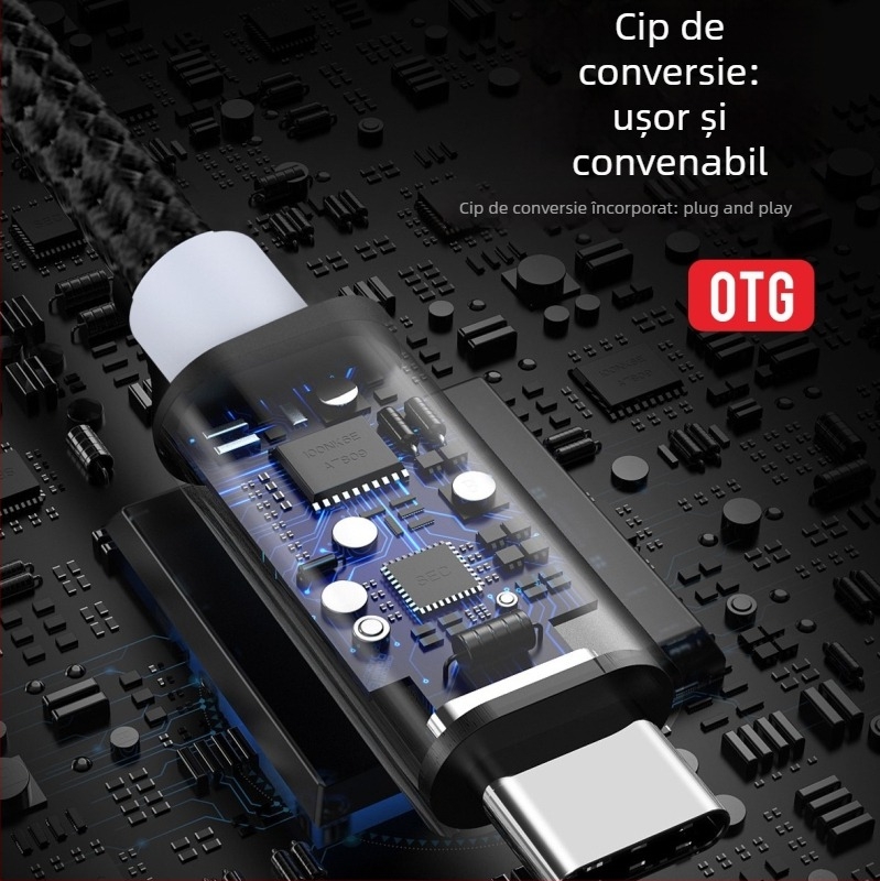 Adaptor OTG USB-C, cablu de date pentru telefon/tabletă, cititor de carduri și disc USB — Model F5, Patch Cord, USB Extension HUB, 2022