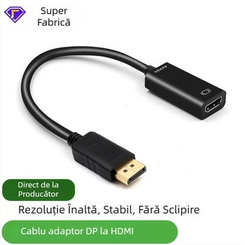 Cablu adaptor DisplayPort către HDMI, DP masculin spre HDMI feminin, suport 4K/1080p, nucleu din cupru