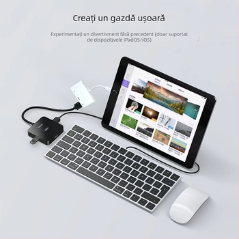 Cablu adaptor Lightning la HDMI 3 în 1 pentru dispozitive Apple, HDMI 1080p, cablu de 20 cm, 1–3 ieșiri