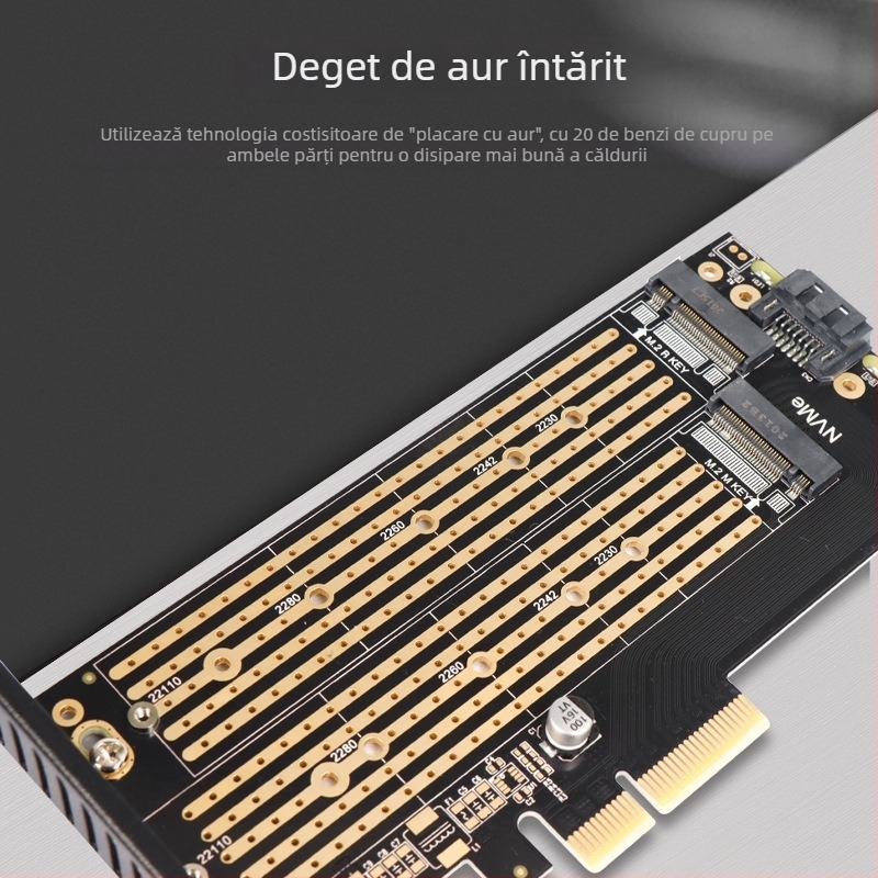 Card adaptor M.2 NVMe SSD pentru desktop PCIe x4 cu protocoale SATA duble SK6