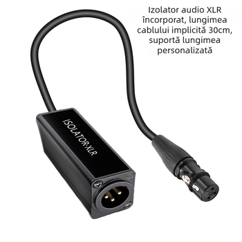 Izolator XLR audio – eliminare zgomot între mixer și PC, cablu patch, conectare masculin-feminin, nucleu din cupru, model XLRFM