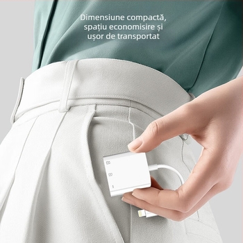 Cablu adaptor OTG pentru dispozitive Apple cu cititor SD/TF, 13 cm, miez din cupru, CF-11339665