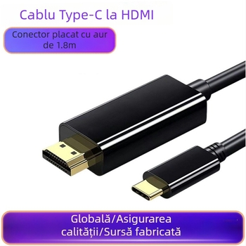 Cablu adaptor Type-C la HDMI, cu nucleu de cupru, conectori placati cu aur, 4K30Hz, cip de înaltă calitate