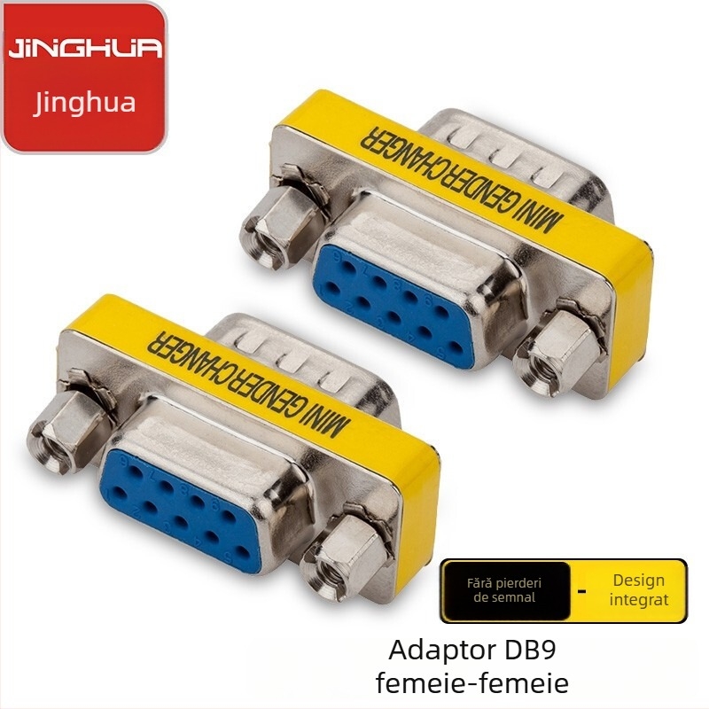 Adaptor DB9 femeie-femeie RS232, port serial de 9 pini, nucleu din cupru, compatibil OEM
