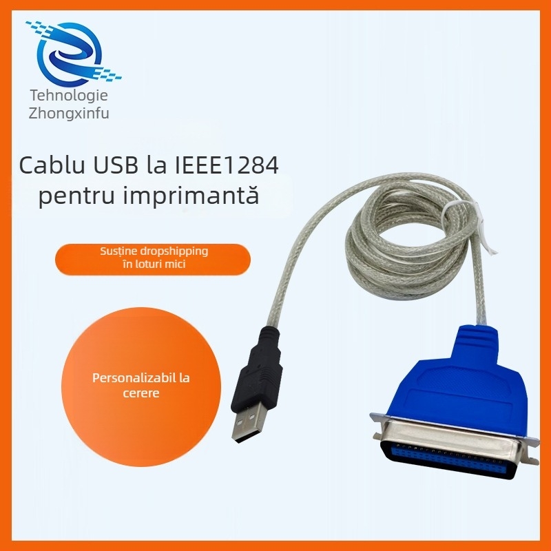 Adaptor USB către linie de imprimantă 1284, cablu din cupru de 1,5 m pentru imprimante paralele