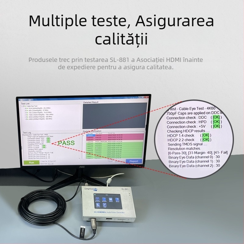 Cablu HDMI din fibră optică 8K60Hz – pentru TV, PC, proiector, home cinema, aplicații inginerești
