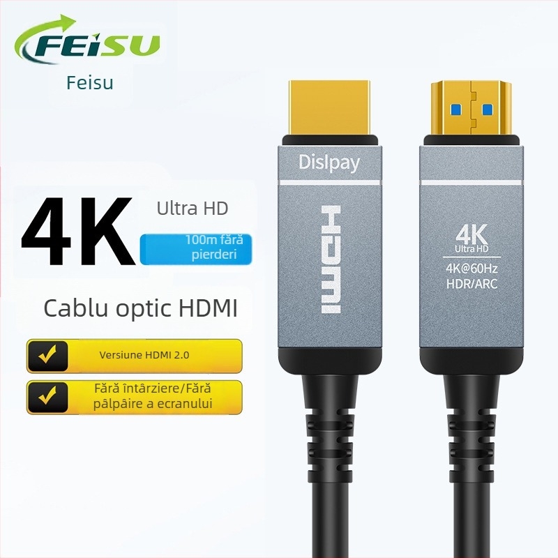 Cablu HDMI din fibră optică 8K60Hz – pentru TV, PC, proiector, home cinema, aplicații inginerești