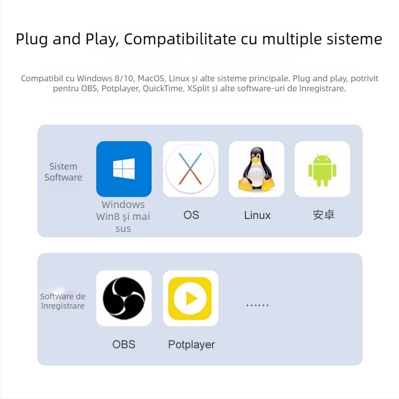 Carte de captură USB-C cu intrare HDMI, USB 3.0, Windows compatibil, ieșire 1080p30