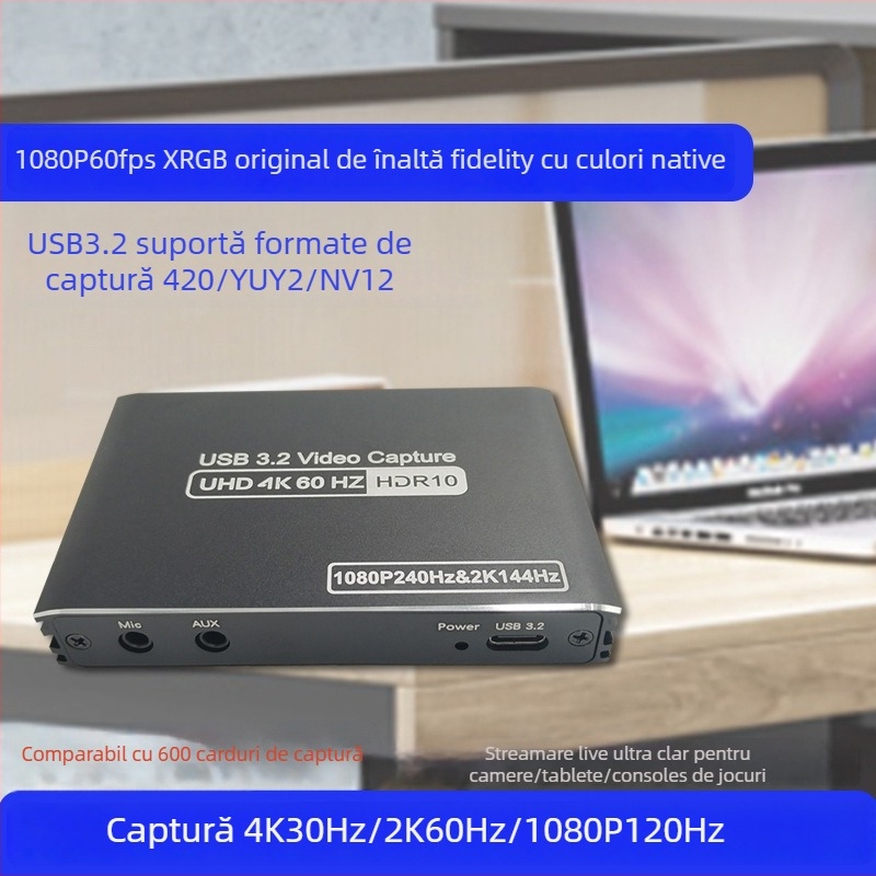 Cardă HDMI pentru captură OZC10, AXD2900, USB-C, 4K60Hz/2K144/1080P240, compatibilă cu toate sistemele de operare