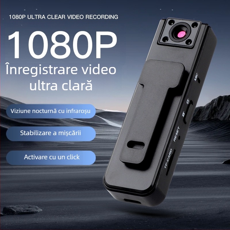 Cameră de acțiune A9 — 1080p, autonomie 2–3 ore, stocare TF card, sub 100 g