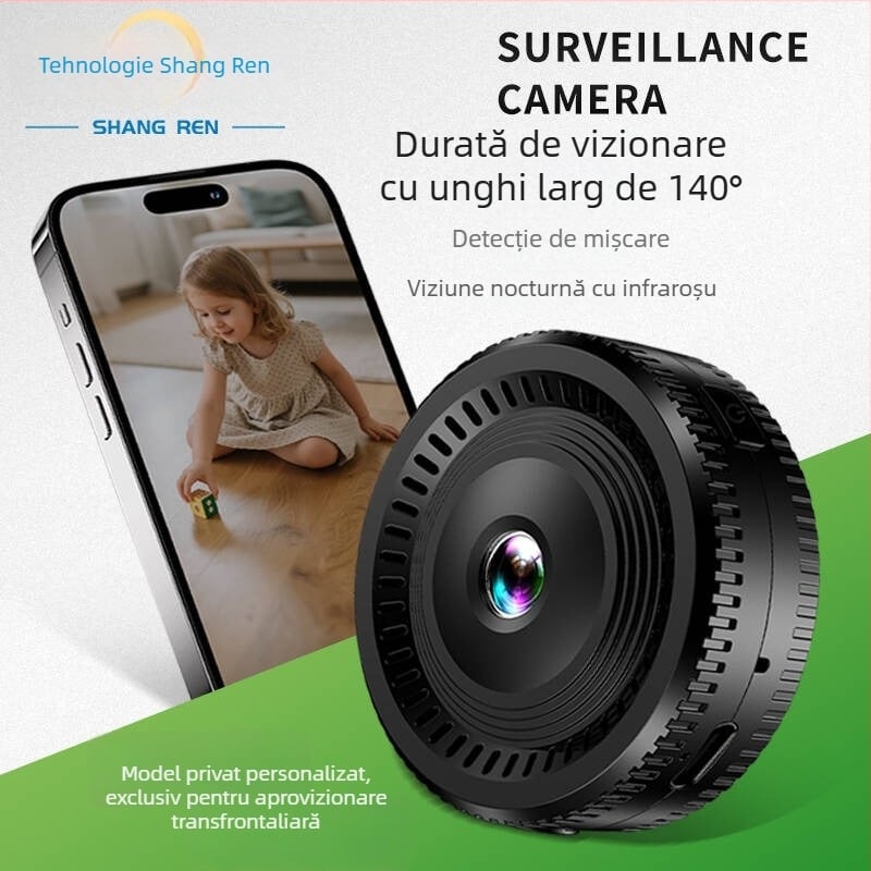 C8 cameră compactă cu video 1080p, viziune nocturnă infraroșu, Wi-Fi, stocare pe card TF, înregistrare video și fotografiere