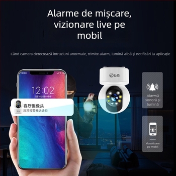 Sistem de monitorizare fără fir — Cameră interioră cu unghi de 360°, Viziune nocturnă HD, 0.001 lux, SNR > 20, Alimentare 5V