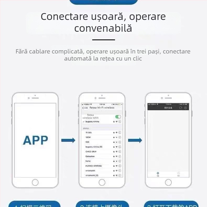 Cameră smart A9, 1080p, lentilă 3,6 mm, rază 10–30 m, control prin aplicație mobilă, pentru interior