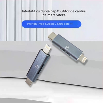 Cititor de carduri pentru dispozitive Apple, USB 2.0, Interfață Apple Type-C, Suport TF card, Carcasă din aliaj de aluminiu