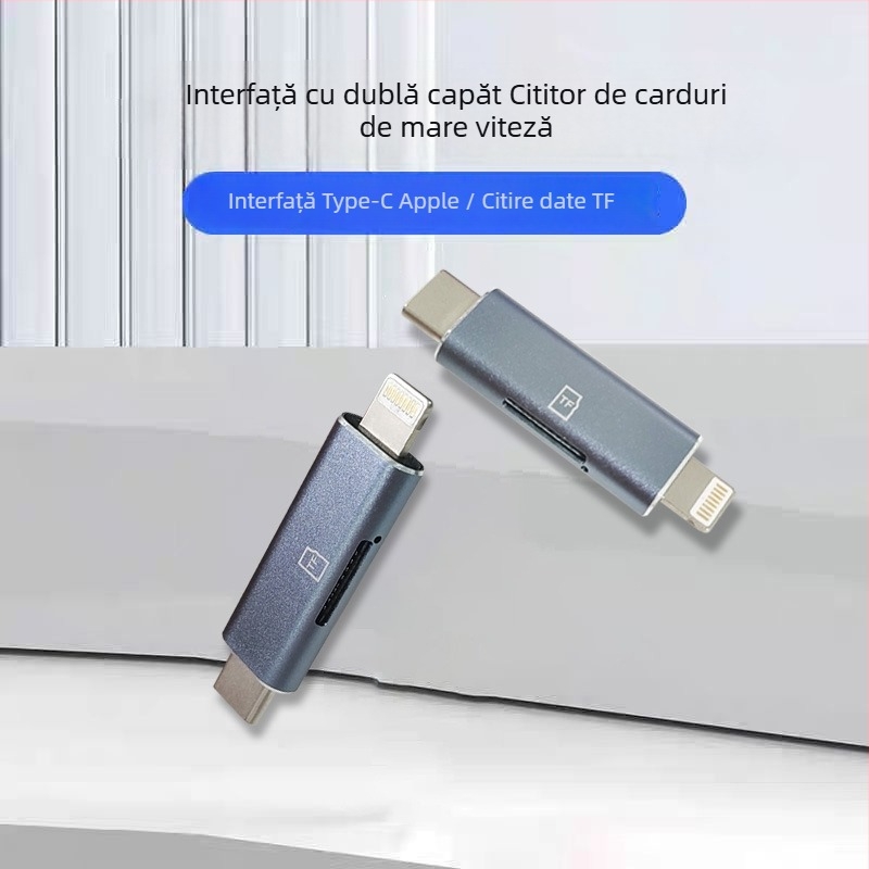 Cititor de carduri pentru dispozitive Apple, USB 2.0, Interfață Apple Type-C, Suport TF card, Carcasă din aliaj de aluminiu