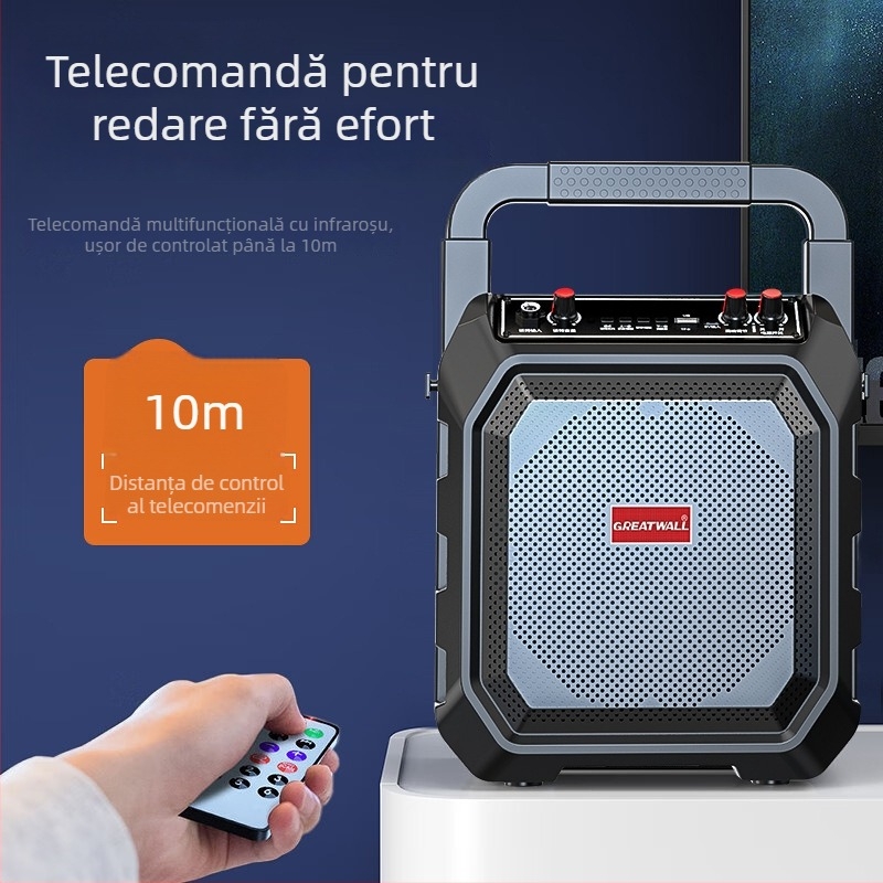 Boxă portabilă Bluetooth pentru karaoke cu microfon, 10W, Bluetooth 5.0, 100 Hz–20 kHz, SNR ≥85 dB, rază de acțiune 10 m