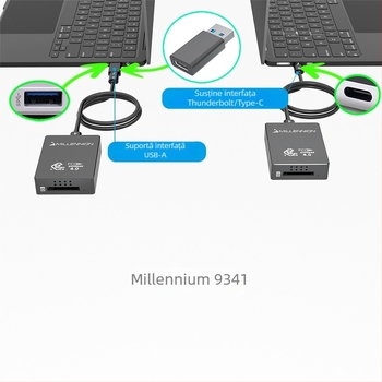 Cititor de carduri 9341 — USB4 40Gbps, interfață USB-C, carcasă din aluminiu, suport pentru carduri CFB, instalare externă