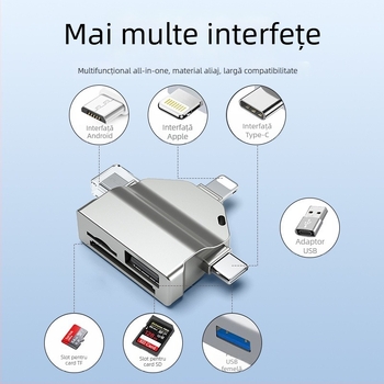 Cititor de carduri USB Type-C 3 în 1 cu OTG — USB 3.0/2.0 pentru dispozitive Android și Apple