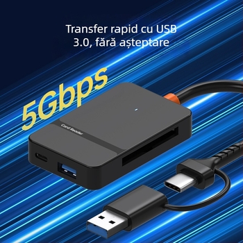Cititor all-in-one USB 3.0/Type-C – CF/SD/TF/MS Pro/MS Micro Suport, Extern
