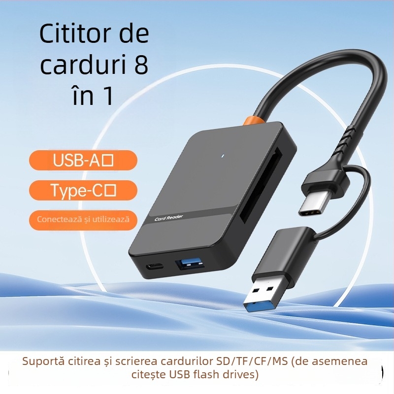 Cititor all-in-one USB 3.0/Type-C – CF/SD/TF/MS Pro/MS Micro Suport, Extern