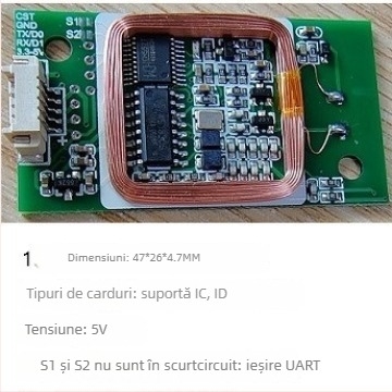 Modul citire carduri 830T-UART-5V – cititor de carduri IC/ID fără contact, interfață Wiegand, distanță de detecție 3, frecvență 125 kHz