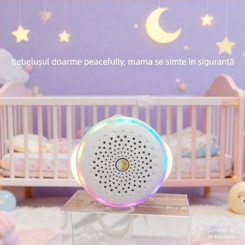 Boxe portabilă cu zgomot alb pentru somn, cub — 60 Hz–15 kHz, SNR ≥60 dB, 1 W, alimentare USB, baterie încorporată 300–500 mAh