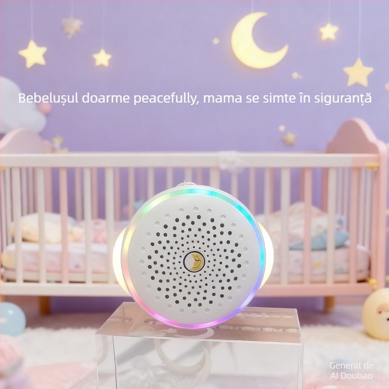 Boxe portabilă cu zgomot alb pentru somn, cub — 60 Hz–15 kHz, SNR ≥60 dB, 1 W, alimentare USB, baterie încorporată 300–500 mAh