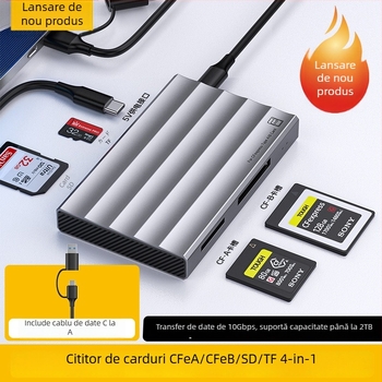 Cititor USB 3.0 pentru carduri CF/SD/TF — Carcasă din aliaj de aluminiu, exterior