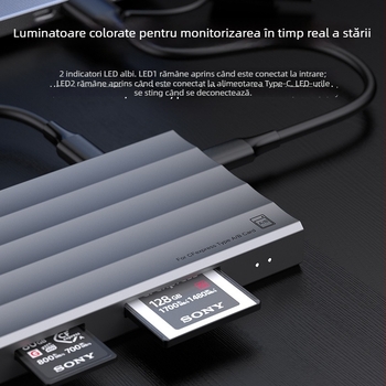 Cititor USB 3.0 pentru carduri CF/SD/TF — Carcasă din aliaj de aluminiu, exterior